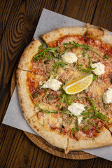 Delicious Italian pizza in the restaurant