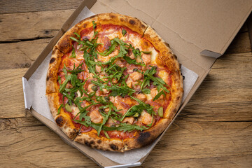 Delicious Italian pizza in the restaurant