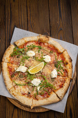 Delicious Italian pizza in the restaurant