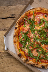 Delicious Italian pizza in the restaurant