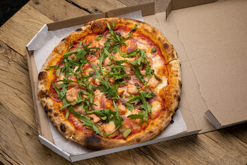 Delicious Italian pizza in the restaurant