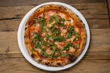 Delicious Italian pizza in the restaurant