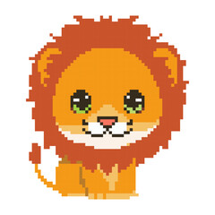 Fototapeta premium pixel art with cute lion