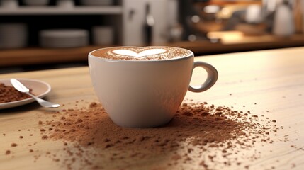 A cup of Coffee milk with a sprinkling of chocolate generate ai