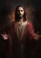 Fototapeta na wymiar portrait of jesus, savior of mankind, generative AI 