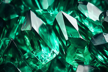 shiny Emerald crystal close up pattern texture - obrazy, fototapety, plakaty