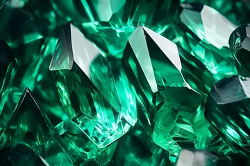 Poster shiny Emerald crystal close up pattern texture © World of AI
