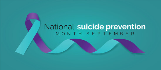 National suicide prevention month observed each year during September banner, Holiday, poster, card and background design. Vector illustration white and blue color background. - obrazy, fototapety, plakaty