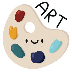 Vector hand drawn cartoon illustration cute paint palette for school art back to school
