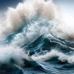 Obraz premium closeup of wave breaking on the rocks la runion France. Generative AI