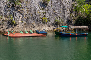 Boats at Matka reservoir in North Macedonia