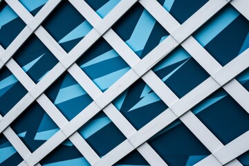 Illustration of a close-up view of a wall with intricate blue and white square patterns created using generative AI