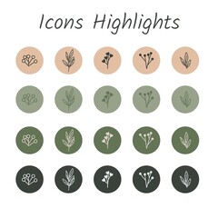 set of icons nature for highlights