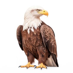 Fototapeta premium Bald eagle bird isolated on white. Generative AI