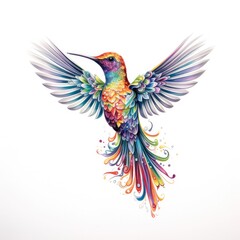 Fototapeta premium Berylline hummingbird bird isolated on white. Generative AI