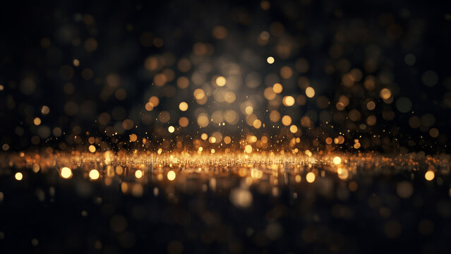 Goldene Bukeh Elemente in Leuchtfarben als explosion Hintergrundmotiv, ai generativ