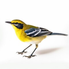 Fototapeta premium Blue-winged warbler bird isolated on white. Generative AI