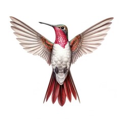 Obraz premium Broad-tailed hummingbird bird isolated on white. Generative AI