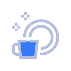 Obraz premium clean dishes two tone style icon vector illustrations