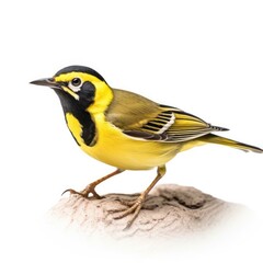 Hooded warbler bird isolated on white. Generative AI