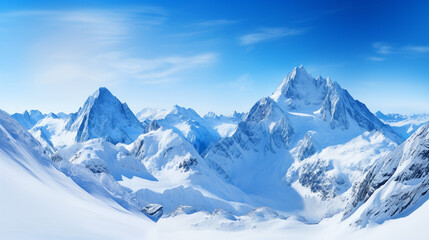Obraz premium landscape of snowy mountains, generative ai