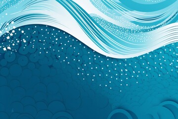 Illustration of a blue and white background with waves and stars created using generative AI