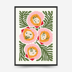 Naklejka premium Abstract food posters template. Modern trendy Matisse minimal style. Kitchen and restaurant decor. Hand drawn design for wallpaper, wall decor, print, postcard, cover, template, banner.