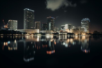 Fototapeta na wymiar Skyline of Orlando, Florida near Lake Eola. Generative AI