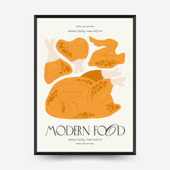 Abstract food posters template. Modern trendy Matisse minimal style. Kitchen and restaurant decor. Hand drawn design for wallpaper, wall decor, print, postcard, cover, template, banner.