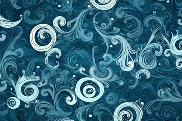 Illustration of swirling bubbles on a vibrant blue background created using generative AI