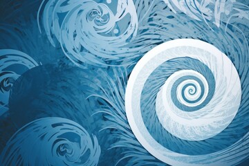 Illustration of a blue and white abstract painting with swirling patterns created using generative AI