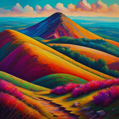 sunset over the mountains - ai generative
