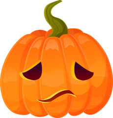 Jack-o-lantern pumpkin face expression. Halloween party pumpkin carving.