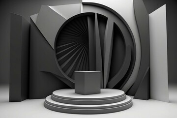 3D abstract background with podium. Generative AI