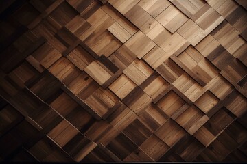 A wooden texture background featuring parquet wallpaper with light and dark timber diamond tile pattern. Generative AI
