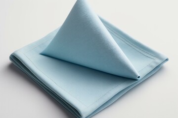 A white background highlights a light blue linen napkin. Generative AI