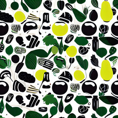 Fototapeta na wymiar Food vegetable random pattern seamless, abstract element vintage design wallpaper