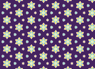 Abstract pattern geometric shapes graphic colorful flowers on purple background illustration vector decorative publication clothing background wallpaper rug tile