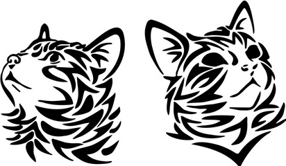 tribal cat tribal tattoo vector