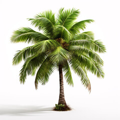 Fototapeta premium Coconut palm tree isolated on white background. Tropical plant object.