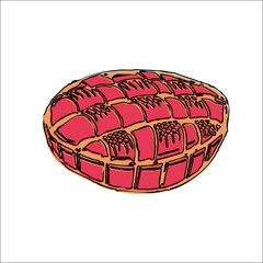 Bakery shop vector flat illustration Pie