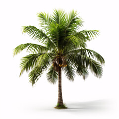 Obraz premium Coconut palm tree isolated on white background. Tropical plant object.