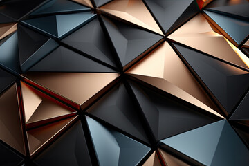 Golden, rose gold and black abstract rhombus shape pattern, Luxury 3D geometric pattern background. -