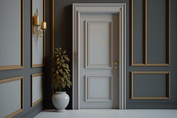 Neutral-toned door and wall surface. Generative AI