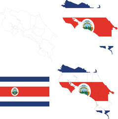 Costa Rican Adventures: Vector Flags and Maps Collection