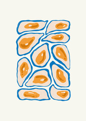 Food abstract elements. Food and healsy composition. Modern trendy Matisse minimal style. Restaurant and kitchen poster, invite. Vector arrangements for greeting card or invitation design