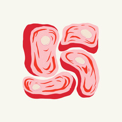 Food abstract elements. Food and healsy composition. Modern trendy Matisse minimal style. Restaurant and kitchen poster, invite. Vector arrangements for greeting card or invitation design