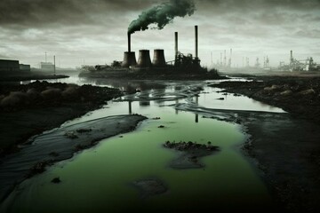 Chemical factory releases industrial waste into the Mersey River. Generative AI