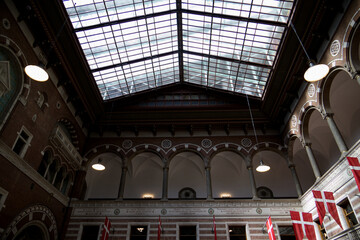 Detail of the rectangular main hall of Copenhagen City Hall