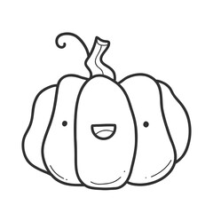 Halloween pumpkin doodle. Cute pumpkin character in a linear style. isolated illustration on a white background.
